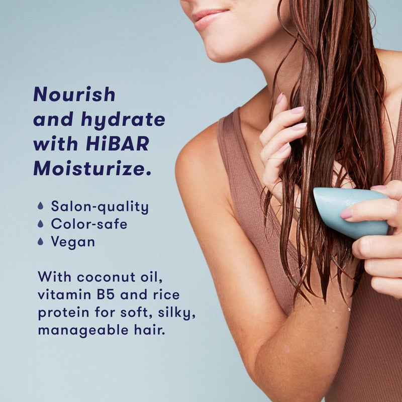 HiBAR - Moisturize Conditioner Bar - For Dry, Frizzy Hair - Deeply Nourishing & Hydrating - With Coconut Oil, Cocoa Butter, Rice Protein, & Vitamin B5 -Soap, Plastic & Sulfate-Free -Vegan -1 Solid Bar - Image 2